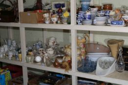 Edinburgh crystal, early decorative porcelain, Royal Doulton Hampton Court, glass vanity set, etc.