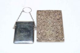 Silver card case, Birmingham 1915, and filigree cigarette case (2).