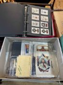 Large collection of tobacco and trade silks as issued contained in two albums and five boxes.