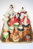 Coalport Admiral Miranda figure, three Royal Doulton figures, Sara,