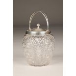 Silver topped cut crystal biscuit barrel, assay marked Sheffield 1912 Height 18cm (excluding