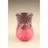 Scottish Vasart glass vase, pink and purple swirls Height 16.5cm