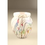 Glasform studio glass vase, signed John Ditchfield, No8059, white opalescent with assorted colour