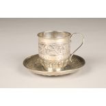 Late Victorian hallmarked silver Christening cup and saucer, William Mammatt & Sons; Sheffield 1898,