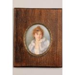 Louise B. Howitz (19th century) Phyliss portrait miniature on ivory, initialled L.B.H, in a beech