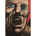 Peter Howson OBE (Scottish born 1958) ARR Framed pastel on paper, signed 'Angry Man' 28cm x 22cm