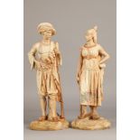 Pair of Hadley Worcester Bringaree Indian figures, puce mark, No 1243, circa 1888 Height 49.5cm