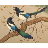 Ralston Gudgeon RSW (Scottish 1910-1984) Framed watercolour on paper, signed 'Pair Magpies' 51cm x