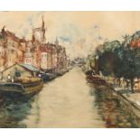 James Kay RSA RSW (1858-1942) Framed watercolour and gouache, signed 'Rotterdam c1910 19cm x 59cm