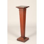 Edwardian inlaid mahogany square tapered pedestal, Height 108cm