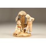 Royal Worcester figure group, boy and girl under a tree, date coded 1891, Model No 1364, Rd No