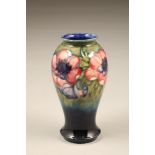 Moorcroft pottery vase, baluster form, decorated with anemone pattern, signed and incised factory