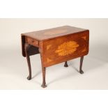 19th century Dutch marquetry Pembroke table, with two drop leaves and single drawer inlaid flowers