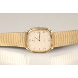 Gents 9 carat gold Marvin Revue wrist watch, champagne dial with gilt roman numerals, quartz