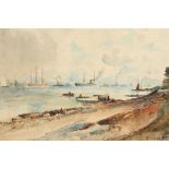 William Glover R.S.W (Scottish 1948-1916) Gilt framed watercolour, signed 'Mouth of the Clyde'