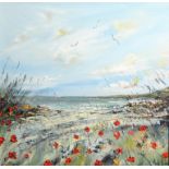Mark Holden M.A. (Scottish born 1962) ARR Framed oil on canvas, signed 'Poppies on the Coast' 50cm x