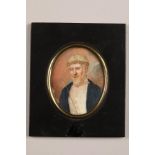 Late 18th / early 19th century portrait miniature on ivory, depicting Jesus with crown of thorns