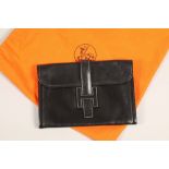 Hermes, Jige Elan 29 clutch bag, finished in black, with original orange cotton protective bag