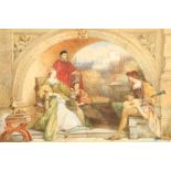 Charles Cattermole (British 1832-1900) Framed watercolour, signed 'The Musician' 32cm x 50cm