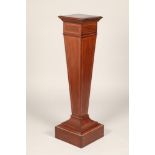 Edwardian inlaid mahogany square tapered pedestal, Height 114cm