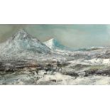 Nael Hanna (Scottish/Iraqi born 1953) ARR Framed oil on board, signed 'Glencoe in Winter' 30cm x