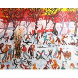 Simeon Stafford (British born 1956) ARR Framed oil on canvas, signed 'Boxing Day' 90cm x 100cm
