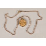 Gold sovereign 1912 in 9 carat gold pendant mount, with 9 carat gold chain Total Weight 15.2g