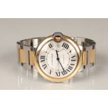 Gents Cartier Balloon Bleu 3896 automatic rose gold and stainless steel wristwatch, silver dial with