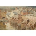 In the style of Christian Fergusson (Scottish 1876-1957) Framed watercolour 'Devorgilla Bridge,