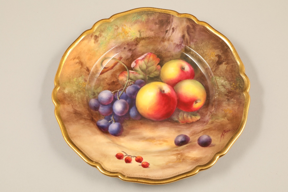 Set of twelve Royal Worcester plates, all individually hand painted with fallen fruit, all signed by