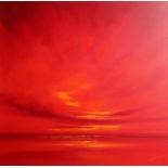 Robert Ford Modern gilt framed oil on canvas 'Sunset' 70cm x 70cm