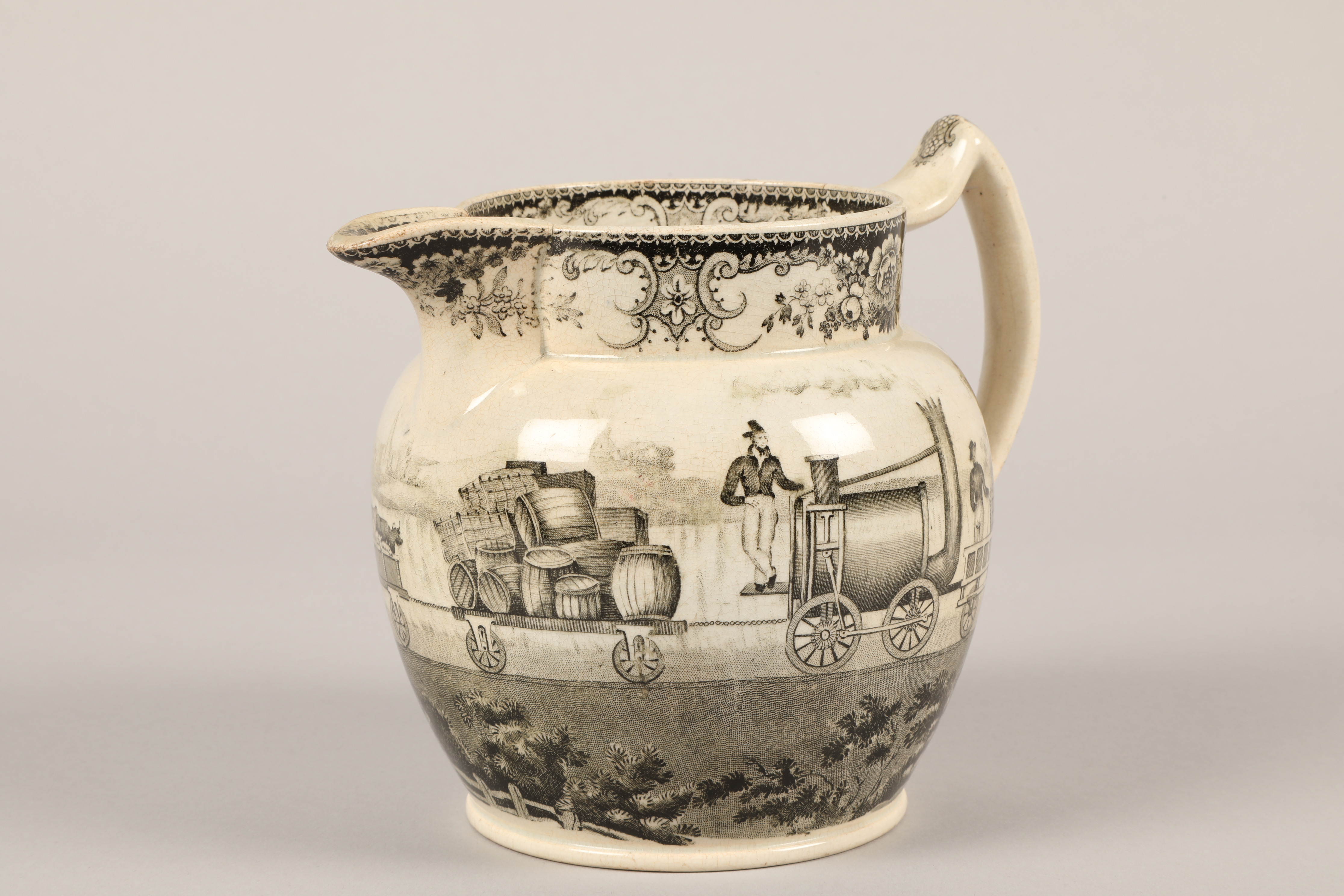 Liverpool creamware transfer printed jug, made by Herculaneum Factory, to commemorate the Rainhill - Image 2 of 8