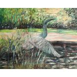 Pat Kramek Framed oil on board, signed 'Bird in the Park, Botanic Edinburgh' 60cm x 75cm