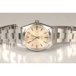 Gents Rolex Oyster perpetual air king stainless steel precision wristwatch, champagne dial with hour