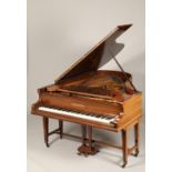 Bechstein Grand Piano, rosewood cased, raised on square tapered legs, terminating on brass