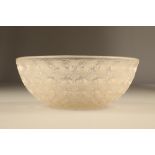 Rene Lalique frosted glass bowl, Nemours pattern 25.5cm diameter Height 10cm