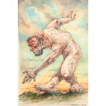 Peter Howson OBE (Scottish born 1958) ARR Framed ink and watercolour, signed, dated 2013 'Figure