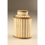 19th century ivory lined gilt metal canister and cover, oval form Height 14cm