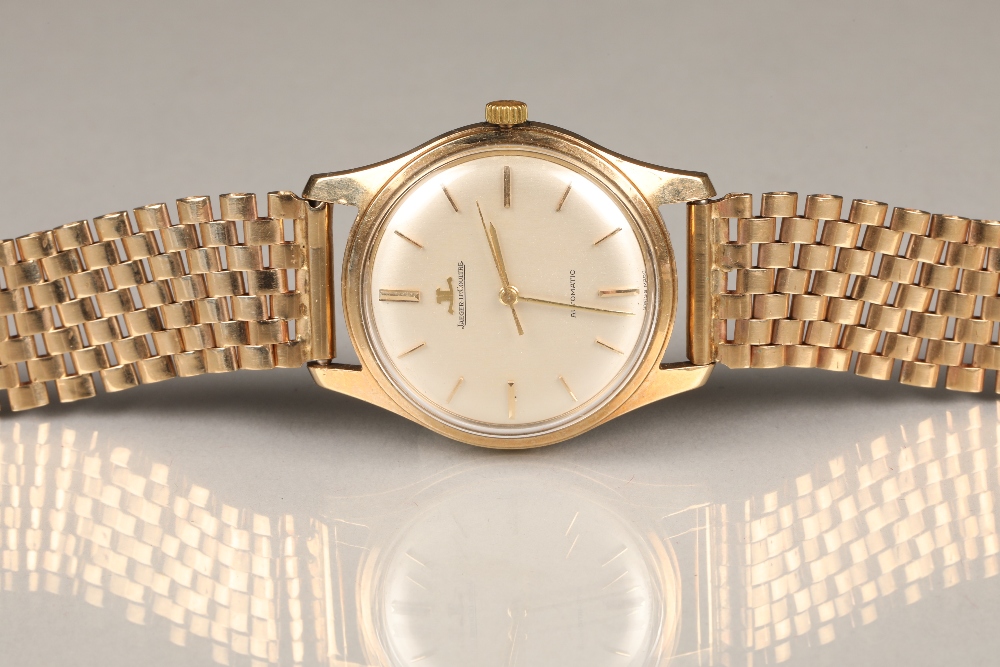 Gents 9 carat gold Jaeger-LeCoultre wristwatch, champagne dial with gilt baton hour markers,