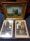 An early 20th century oil painting depicting Tynemouth Abbey in a gilt composite frame,