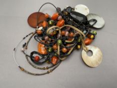 A mixed lot of costume necklaces