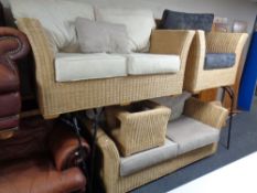 A five piece wicker conservatory suite