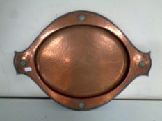 An Arts and Crafts copper tray by A E Jones