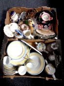 Two boxes containing a large quantity of antique and later glassware and ceramics to include