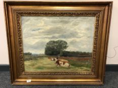 Continental school : Cattle in a field, oil on canvas,