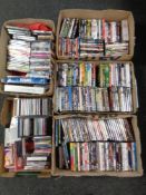 Five boxes containing assorted DVD's and CD's