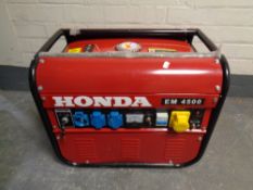 A Honda EM4500 generator with keys