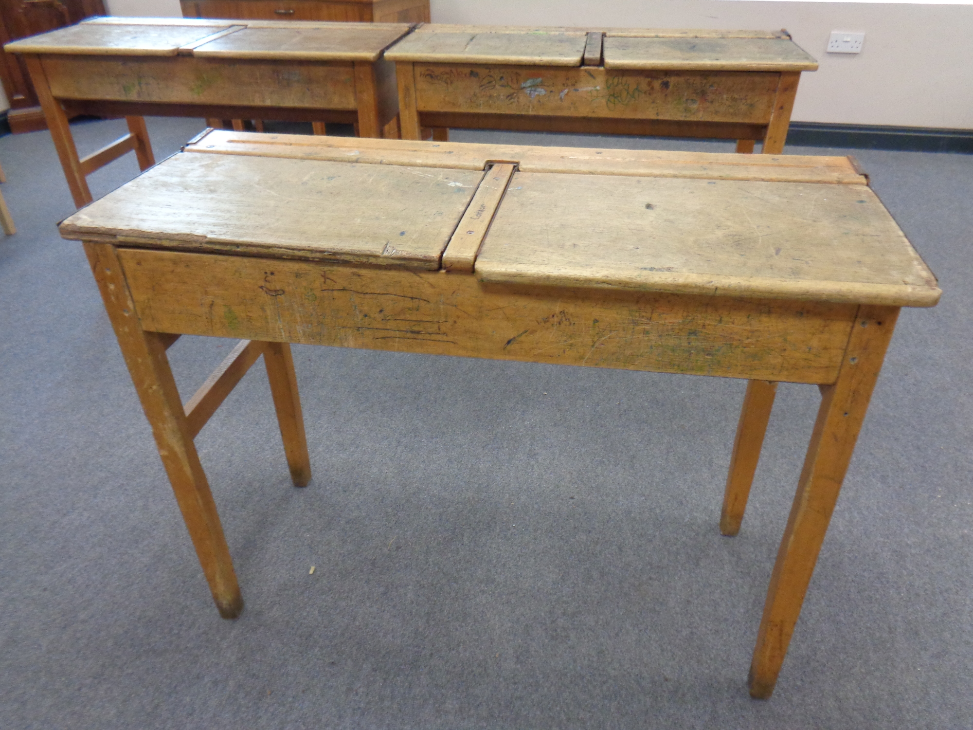 A 20th century double school desk