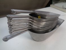 Eight German Westmark aluminium scoops