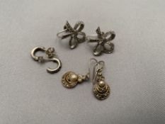 Three pairs of marcasite earrings